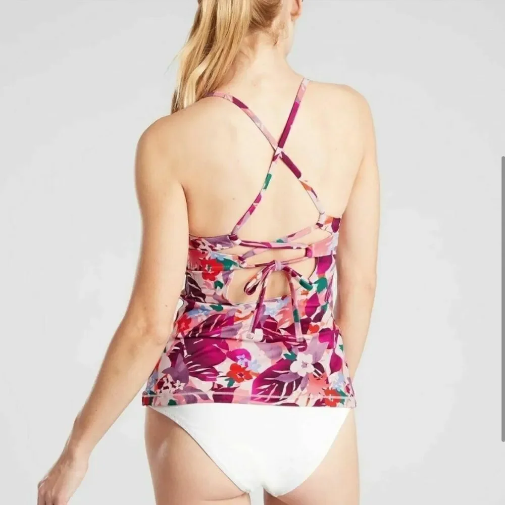 Athleta Daybreak Tropical Triangle Tankini Swim Top